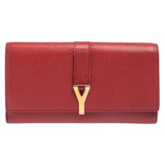 Saint Laurent Portafoglio continentale Y-Ligne in pelle rossa