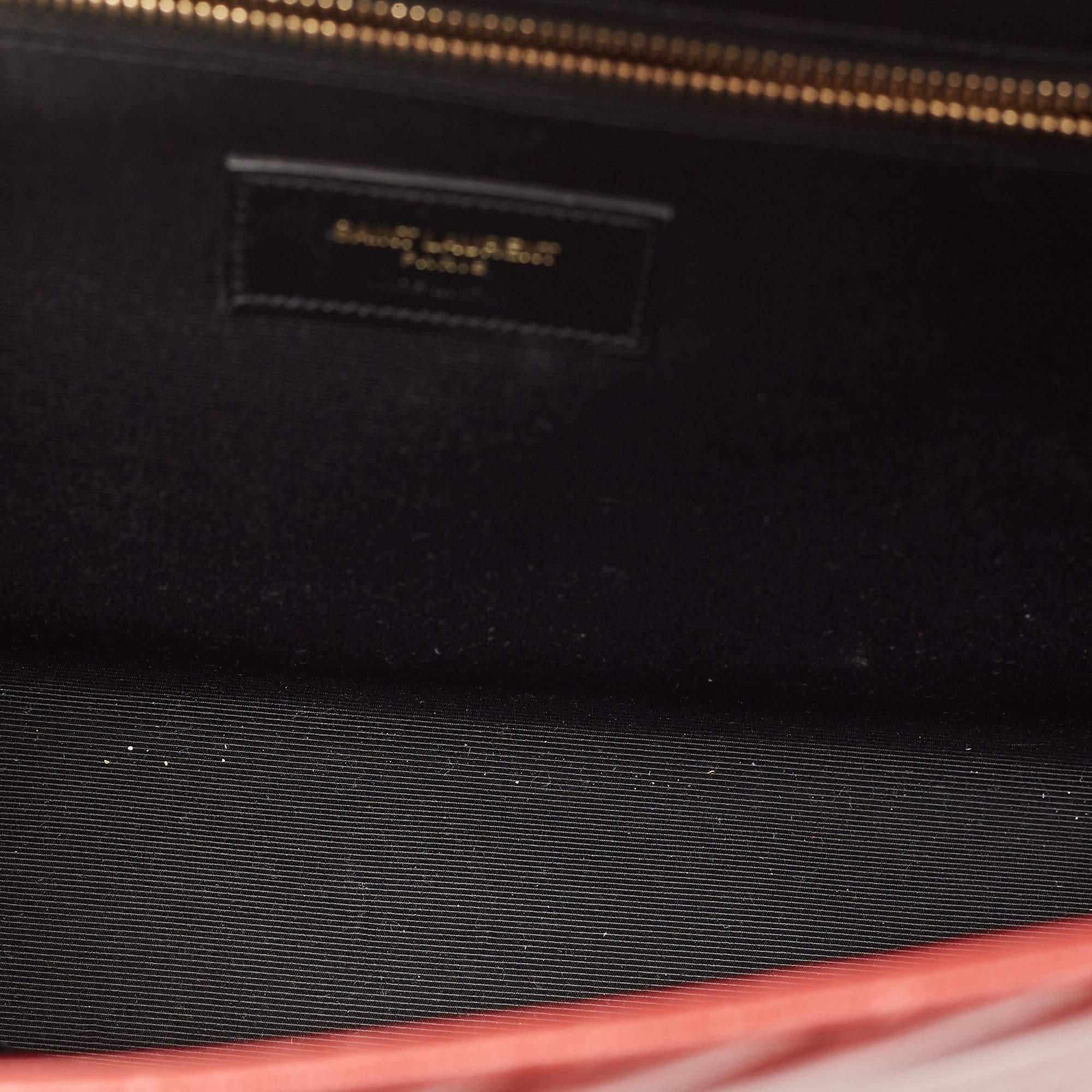 Saint Laurent Red Matelassé Leather Large Monogram Envelope Shoulder Bag 6