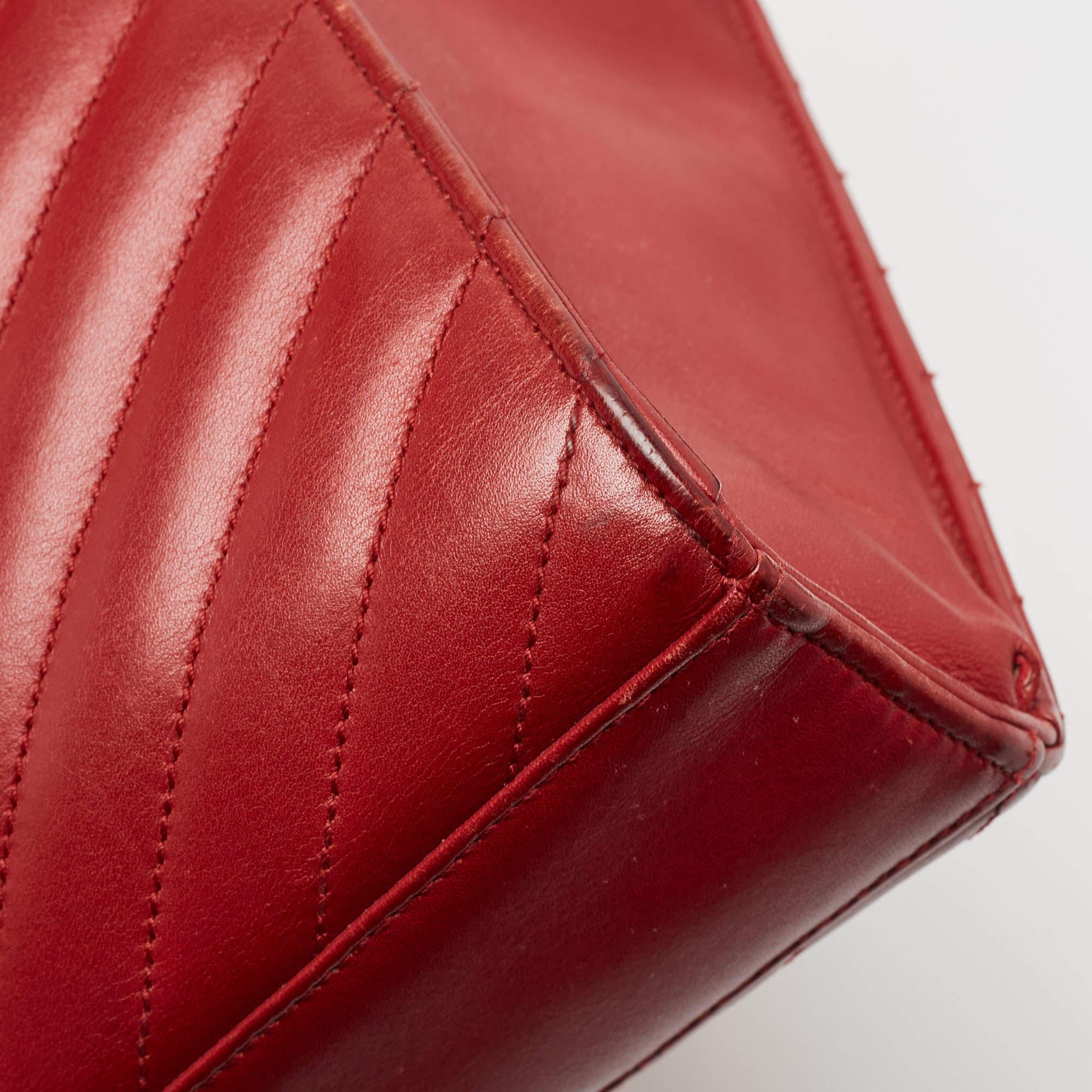 Saint Laurent Red Matelassé Leather Large Monogram Envelope Shoulder Bag 10