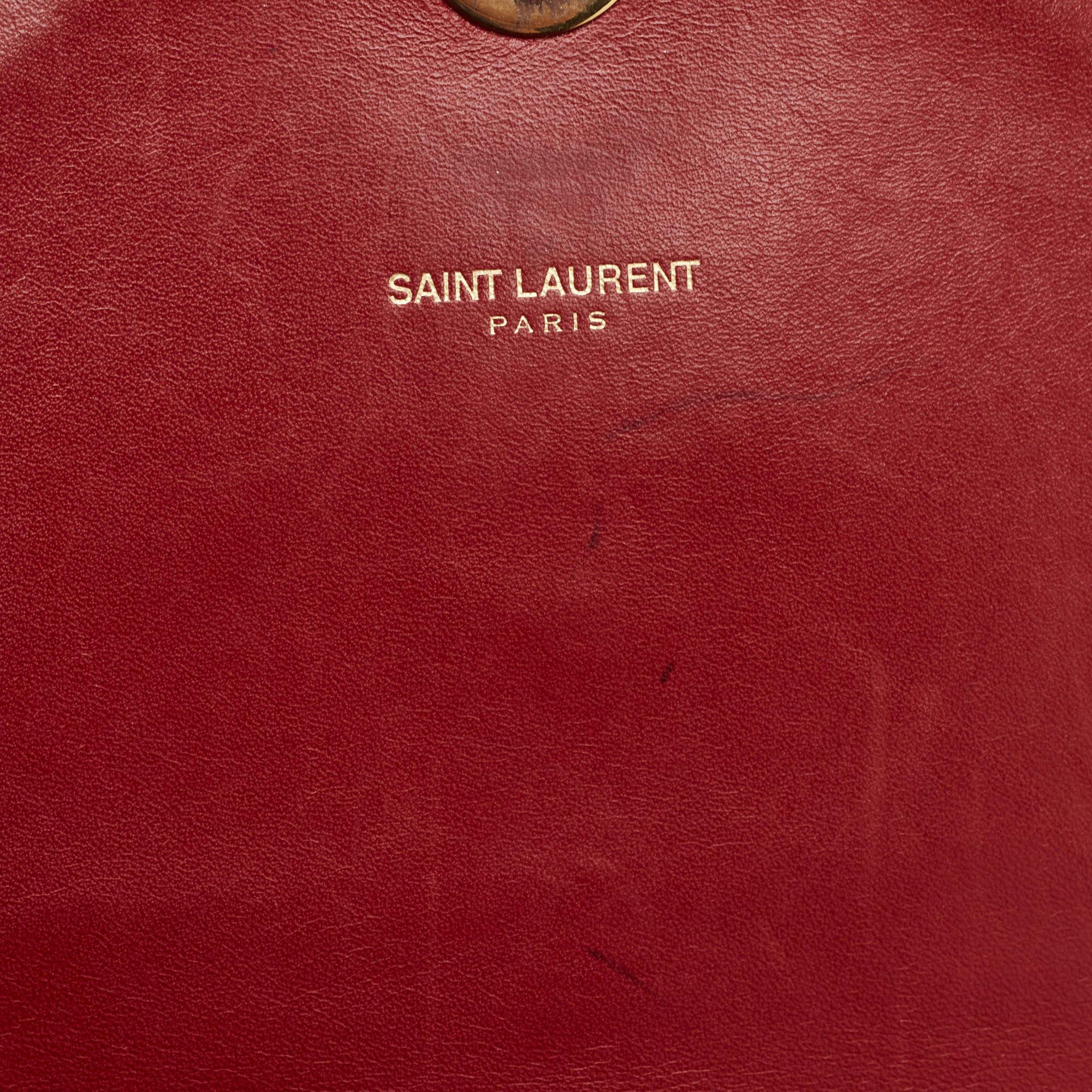 Saint Laurent Red Matelassé Leather Large Monogram Envelope Shoulder Bag 12