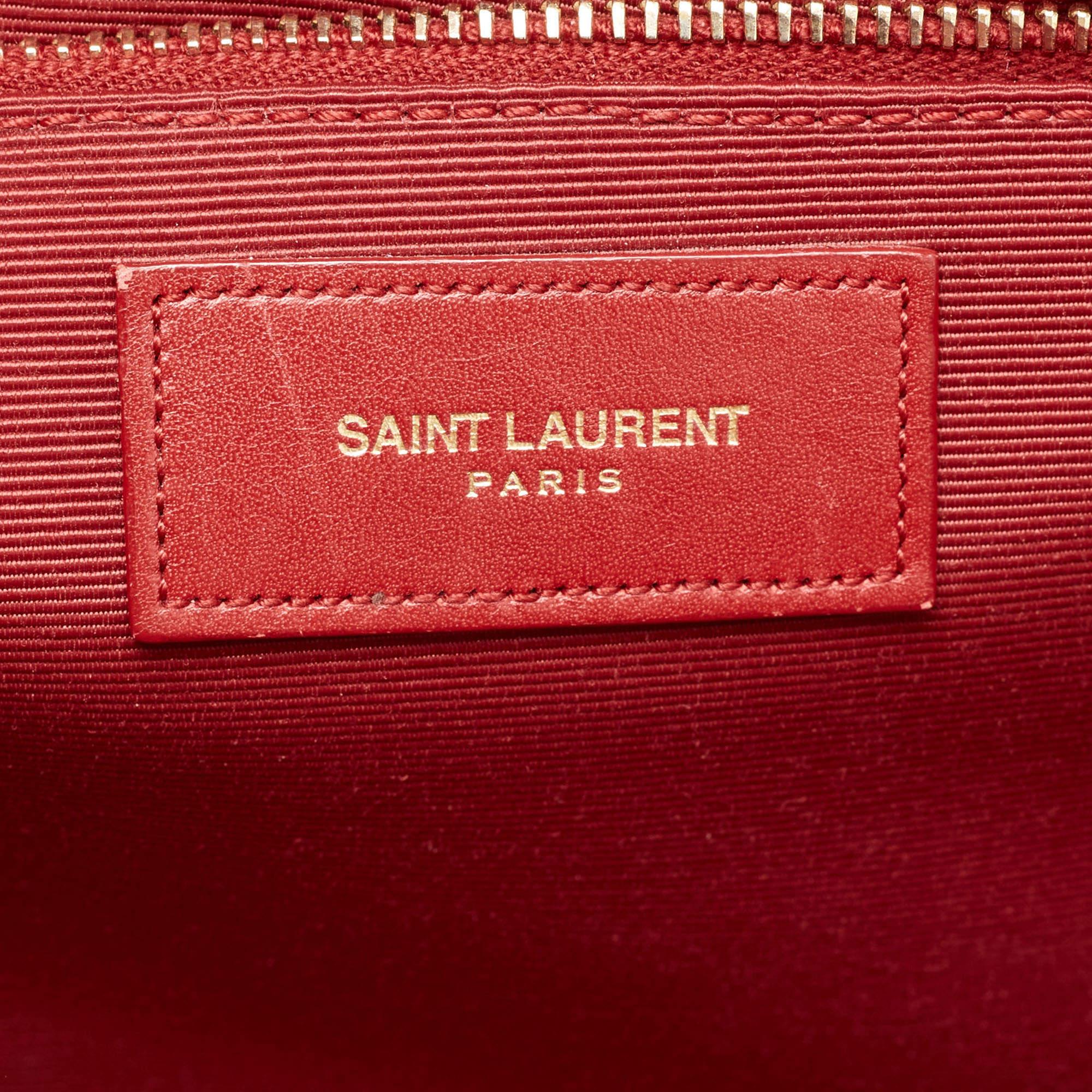 Saint Laurent Red Matelassé Leather Large Monogram Envelope Shoulder Bag 15