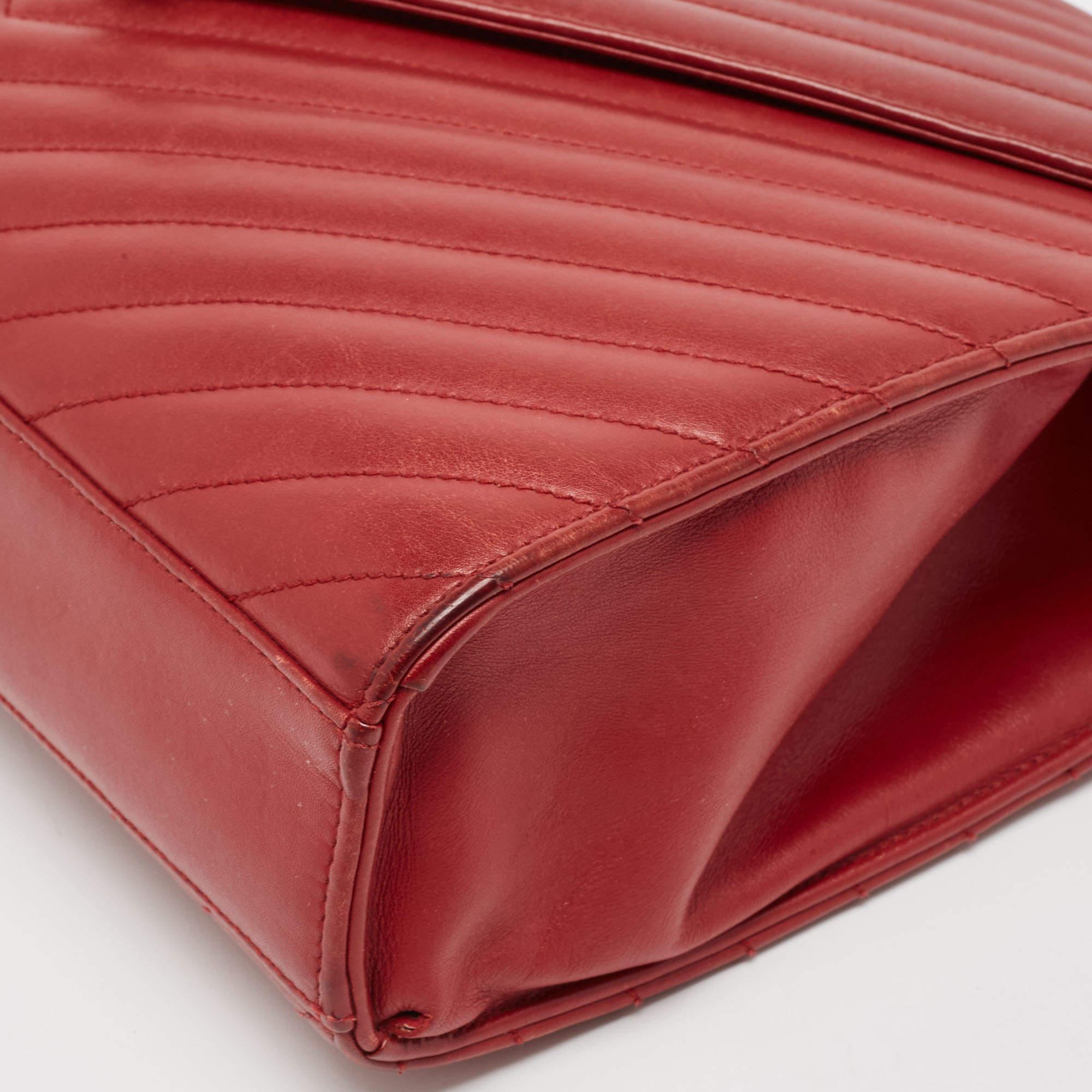 Saint Laurent Red Matelassé Leather Large Monogram Envelope Shoulder Bag 1
