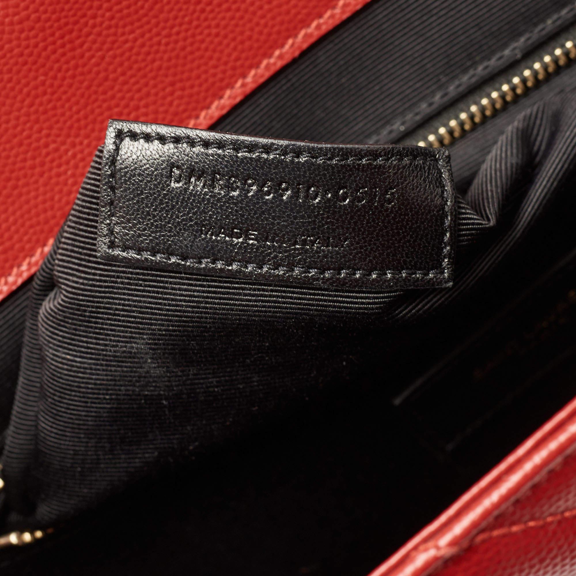 Saint Laurent Red Matelassé Leather Large Monogram Envelope Shoulder Bag 4