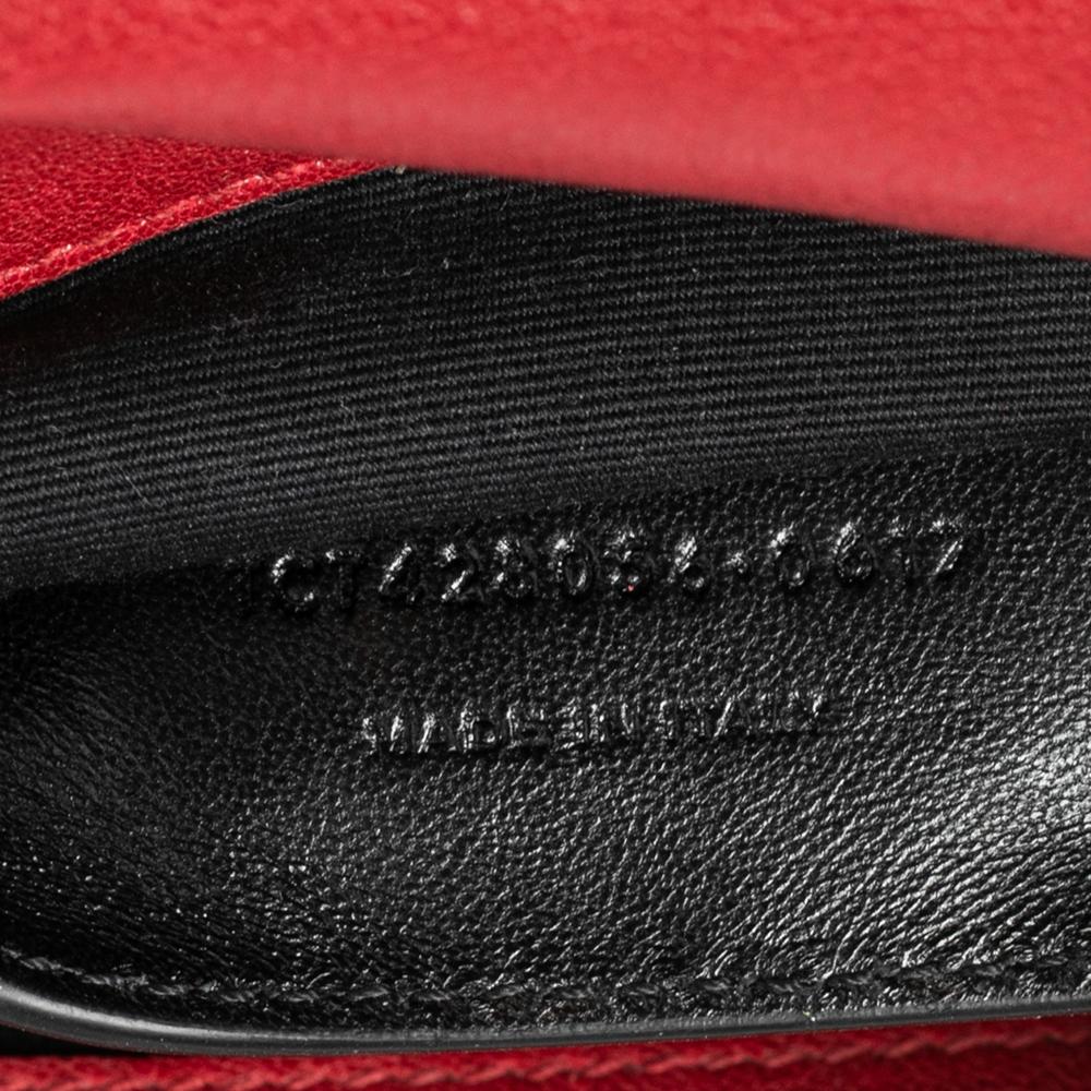 Saint Laurent Red Matelassé Leather Medium College Top Handle Bag In Good Condition In Dubai, Al Qouz 2