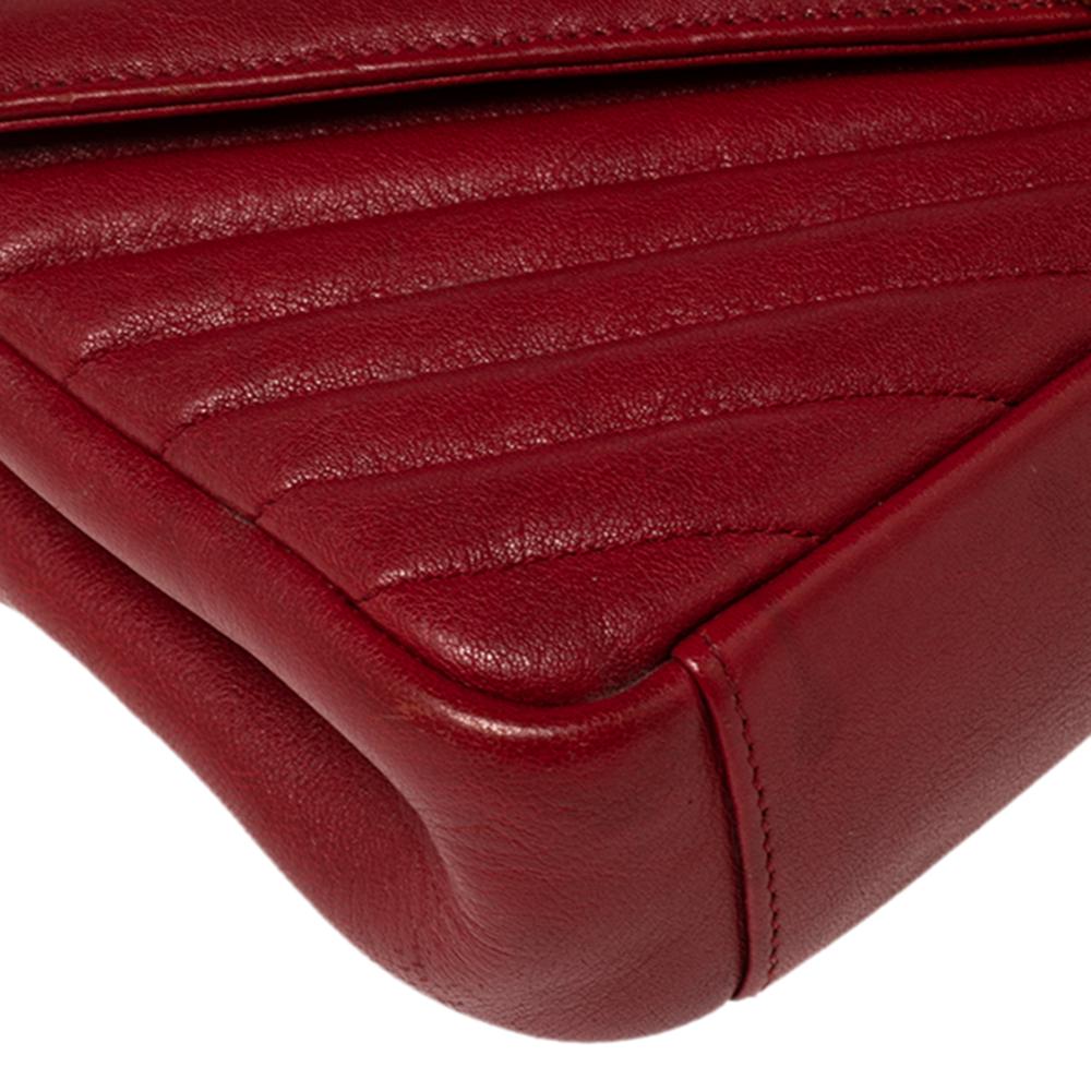 Saint Laurent Red Matelassé Leather Medium College Top Handle Bag 1