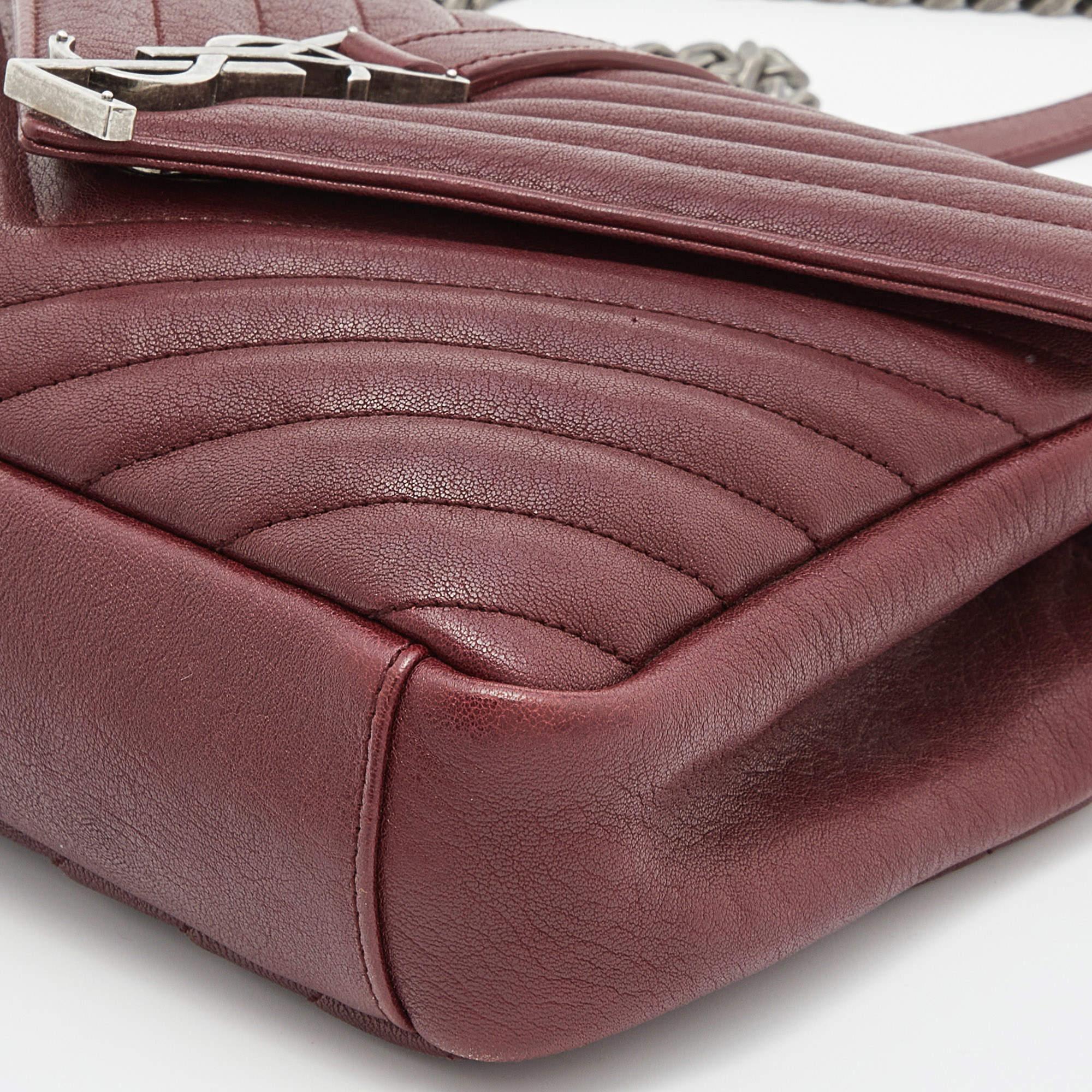 Saint Laurent Red Matelassé Leather Medium College Top Handle Bag 4