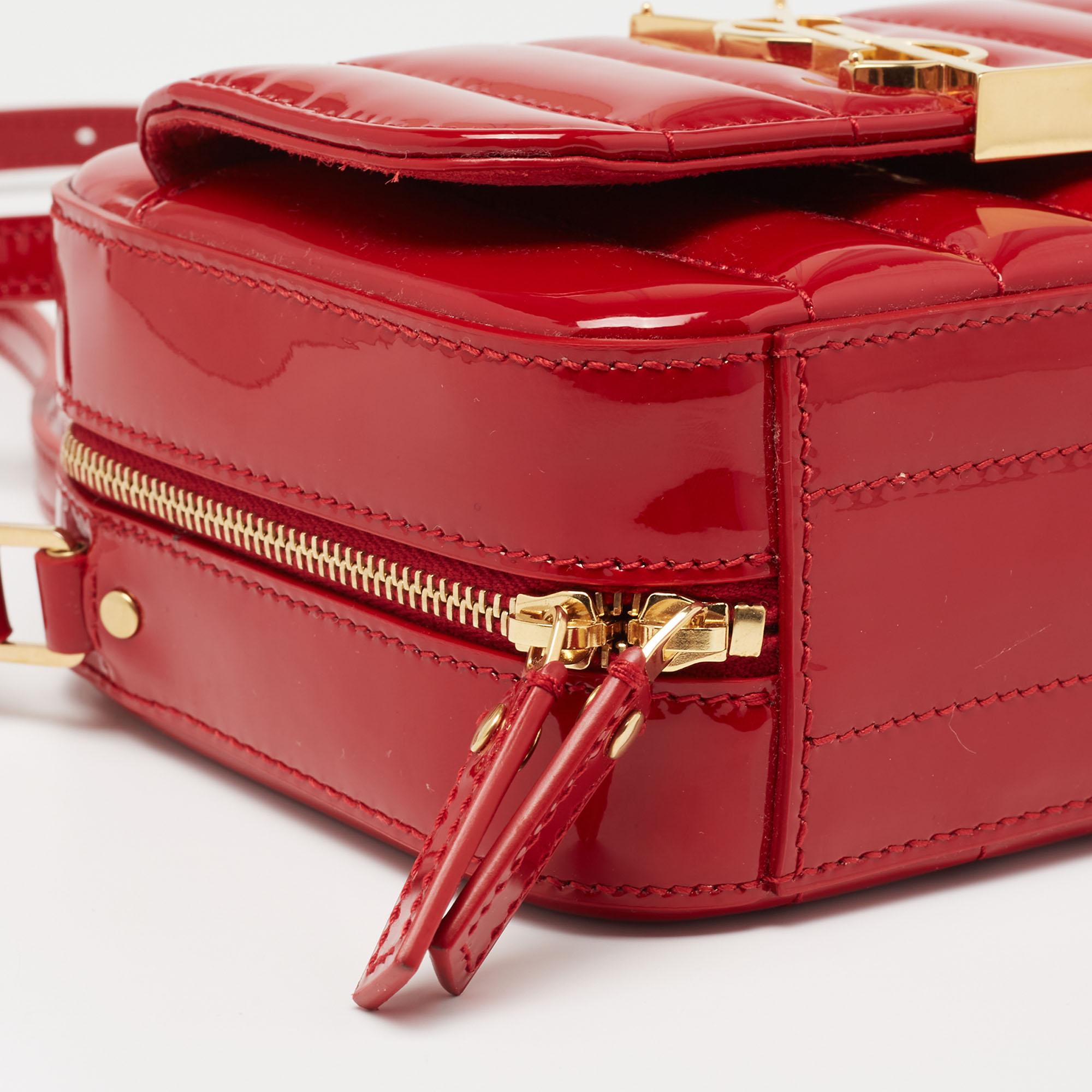 Saint Laurent Red Matelasse Patent Leather Toy Vicky Camera Crossbody Bag 1