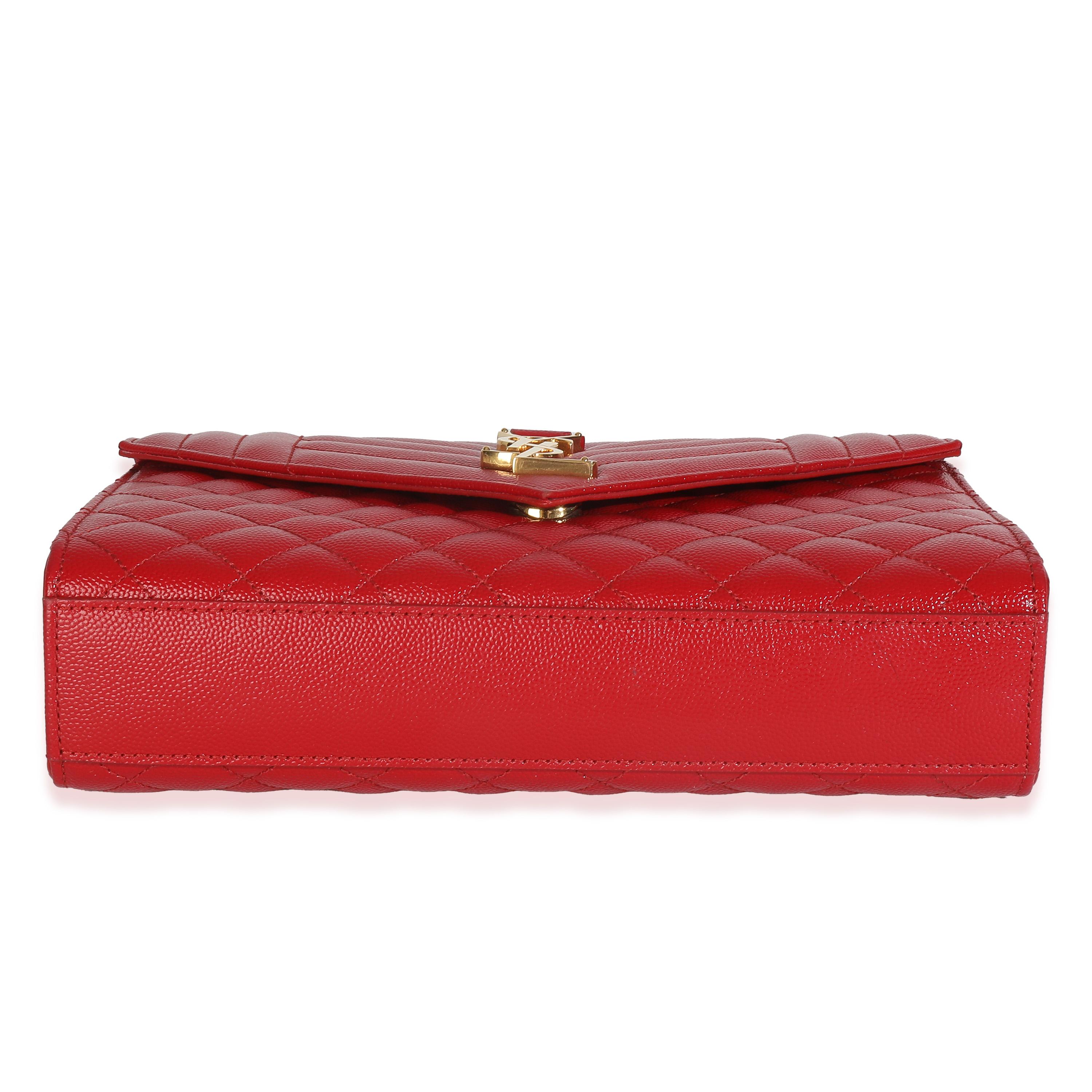 Saint Laurent Rouge Monogram Matelasse Medium Envelope Chain Bag en vente 1