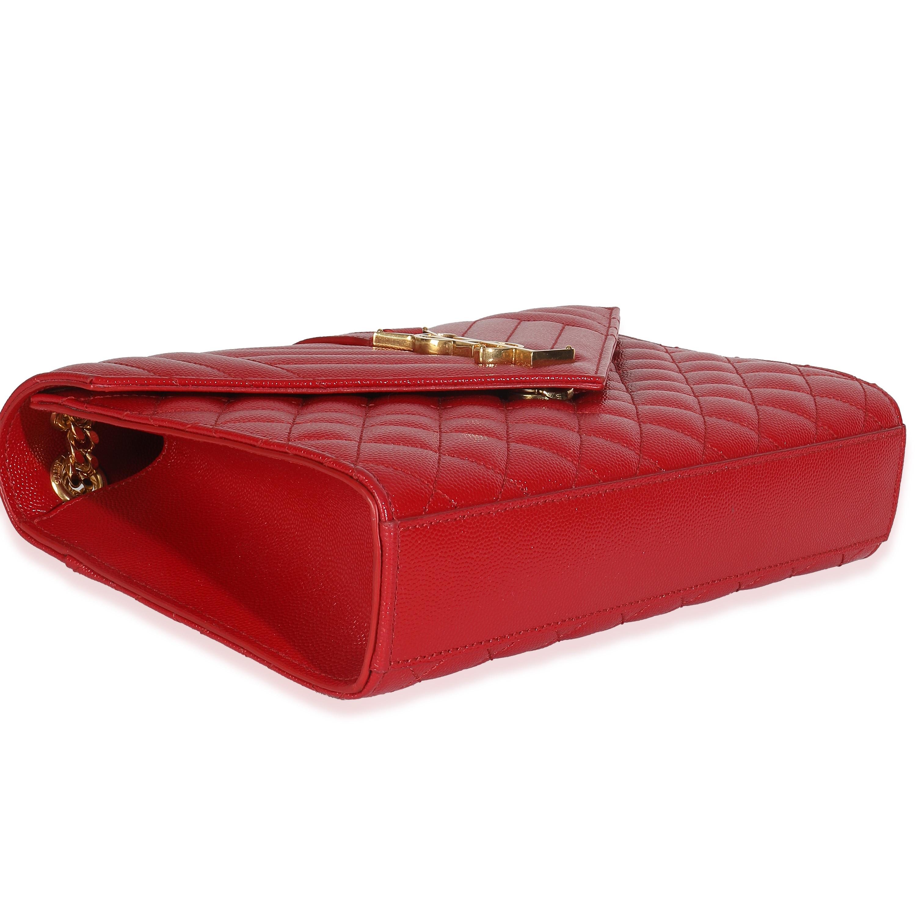 Saint Laurent Rouge Monogram Matelasse Medium Envelope Chain Bag en vente 2