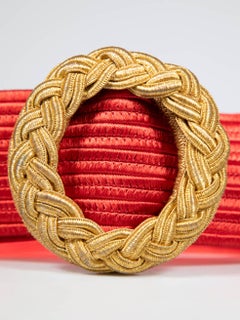 Saint Laurent Red Passementerie Buckle Belt