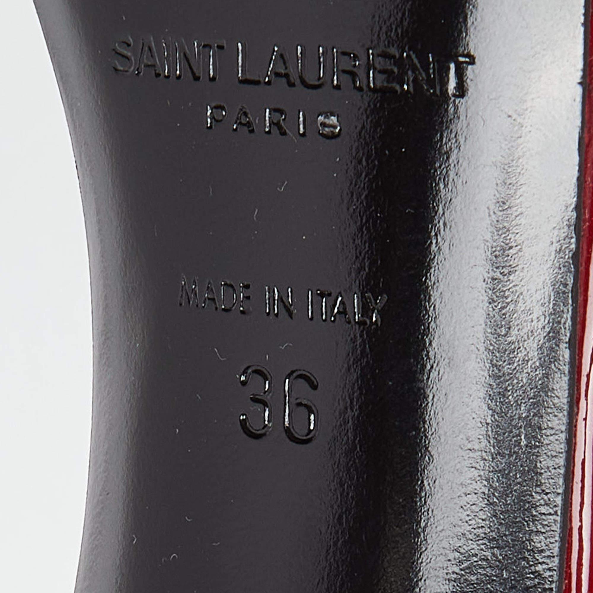 Saint Laurent Red Patent Leather Ankle Strap Sandals Size 36 2