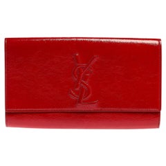 Saint Laurent Red Patent Leather Belle De Jour Flap Clutch