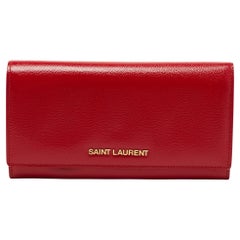Saint Laurent Red Patent Leather Continental Wallet