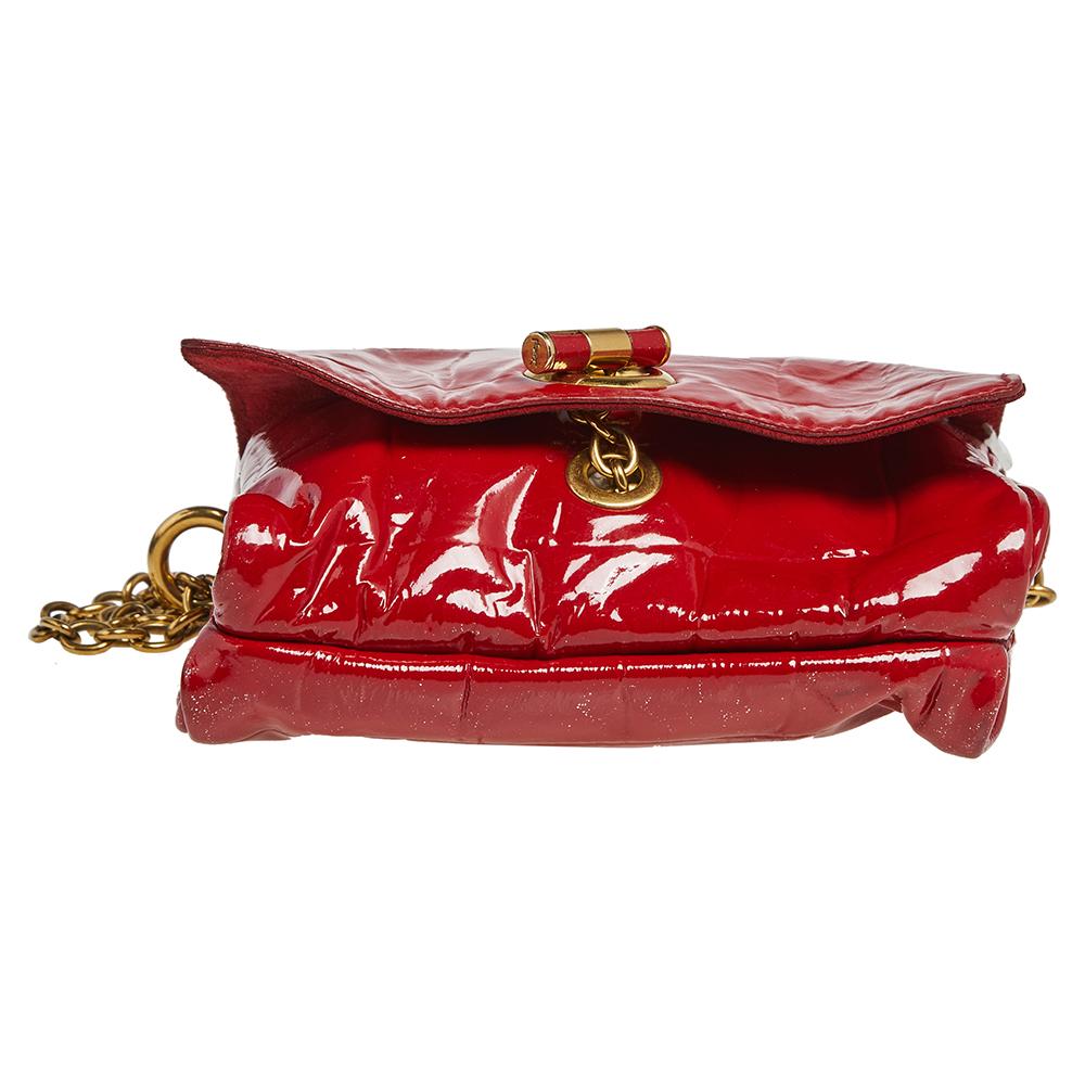 Brown Saint Laurent Red Patent Leather Crossbody Bag