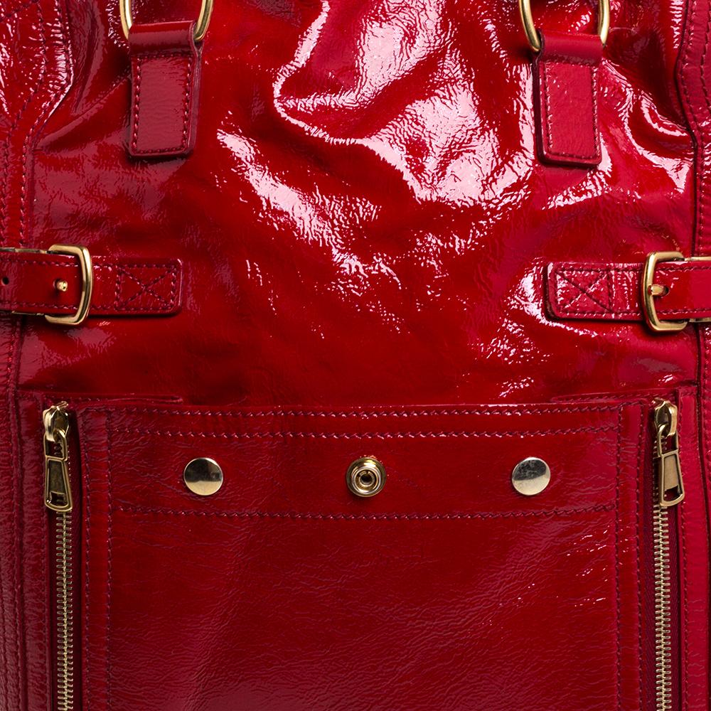 Saint Laurent Red Patent Leather Large Downtown Tote 3