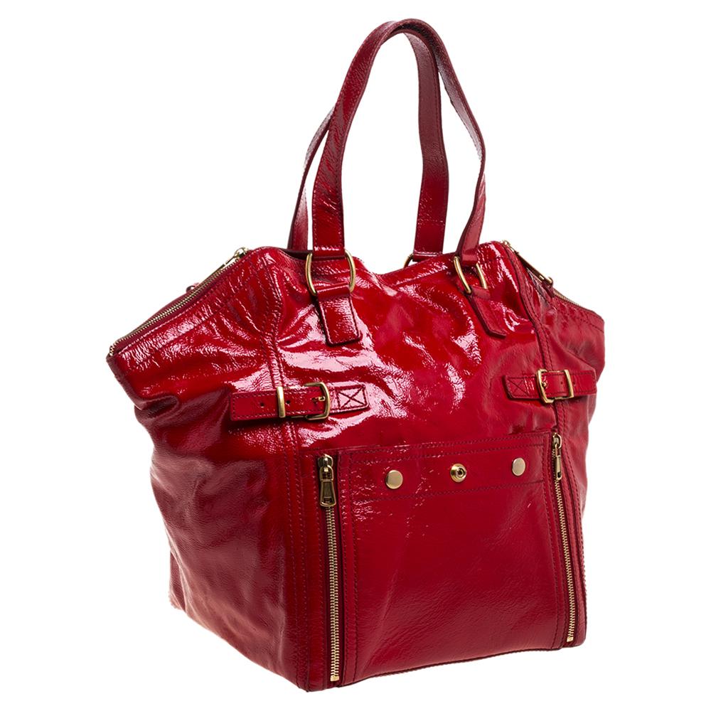 red patent leather purse