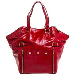 Saint Laurent Red Patent Leather Large Downtown Tote