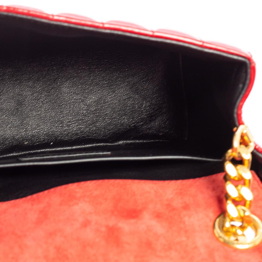 Saint Laurent Red Patent Leather Medium Vicky Quilted Flap Shoulder Bag 1