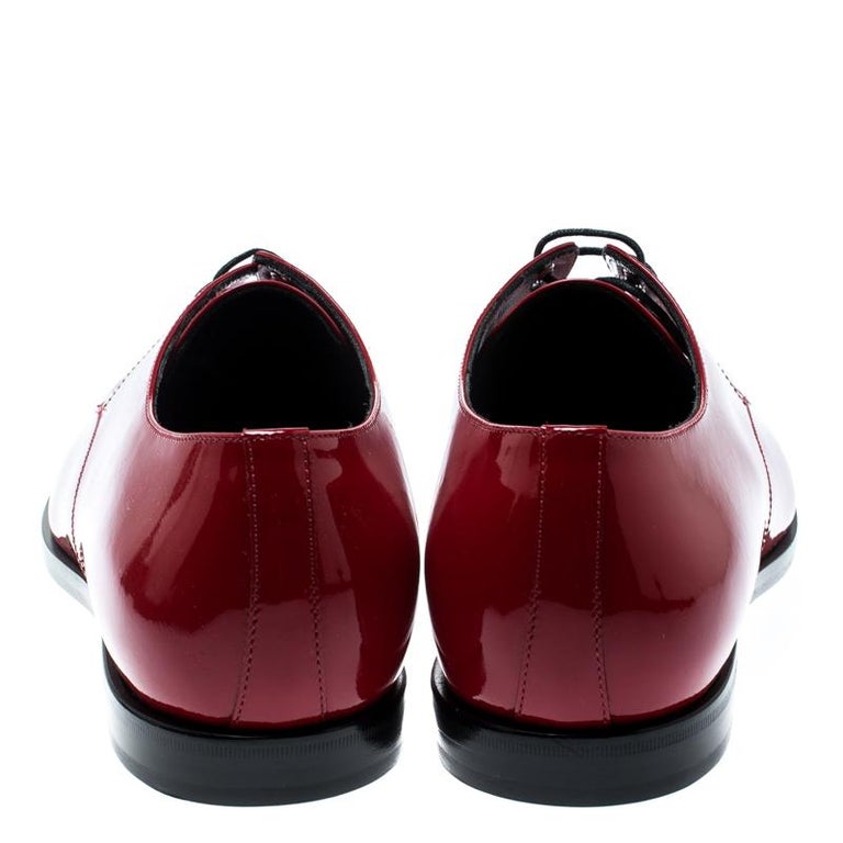 Saint Laurent Red Patent Leather Smoking 15 Lace Up Derby Size 41 For ...