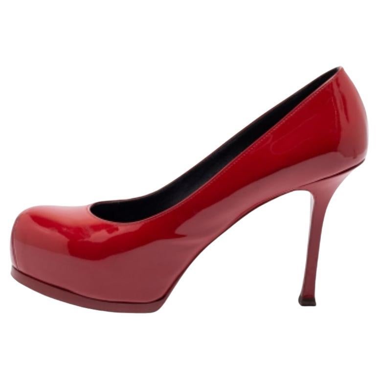 Saint Laurent escarpins à plateforme Tribtoo en cuir verni rouge taille 37,5