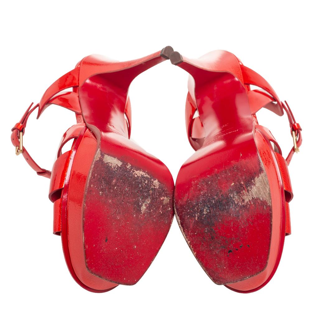 Saint Laurent Red Patent Leather Tribute Sandals Size 38 1