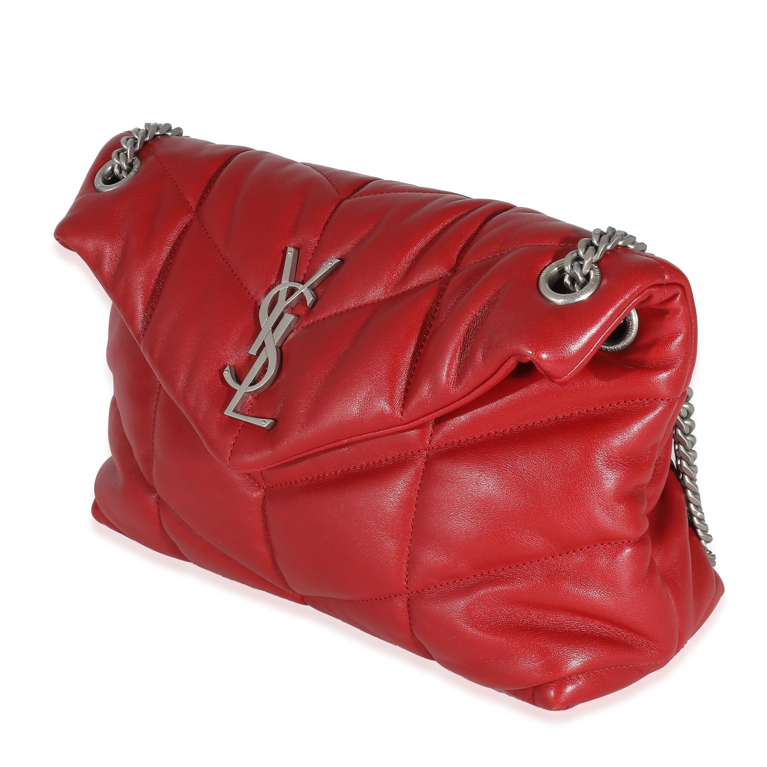 Women's or Men's Saint Laurent Red Quilted Lambskin Small Loulou Puffer