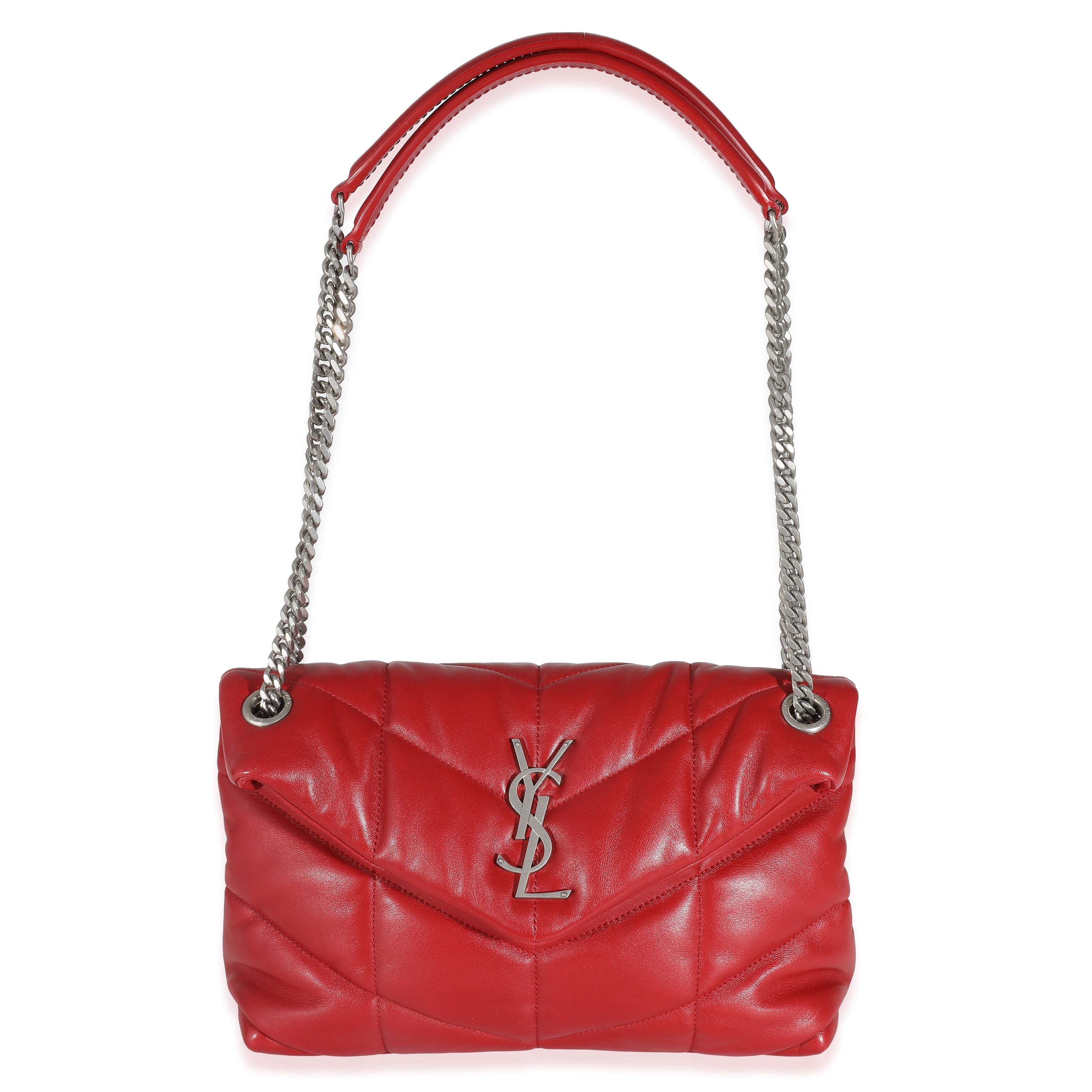 Saint Laurent Red Quilted Lambskin Small Loulou Puffer 2
