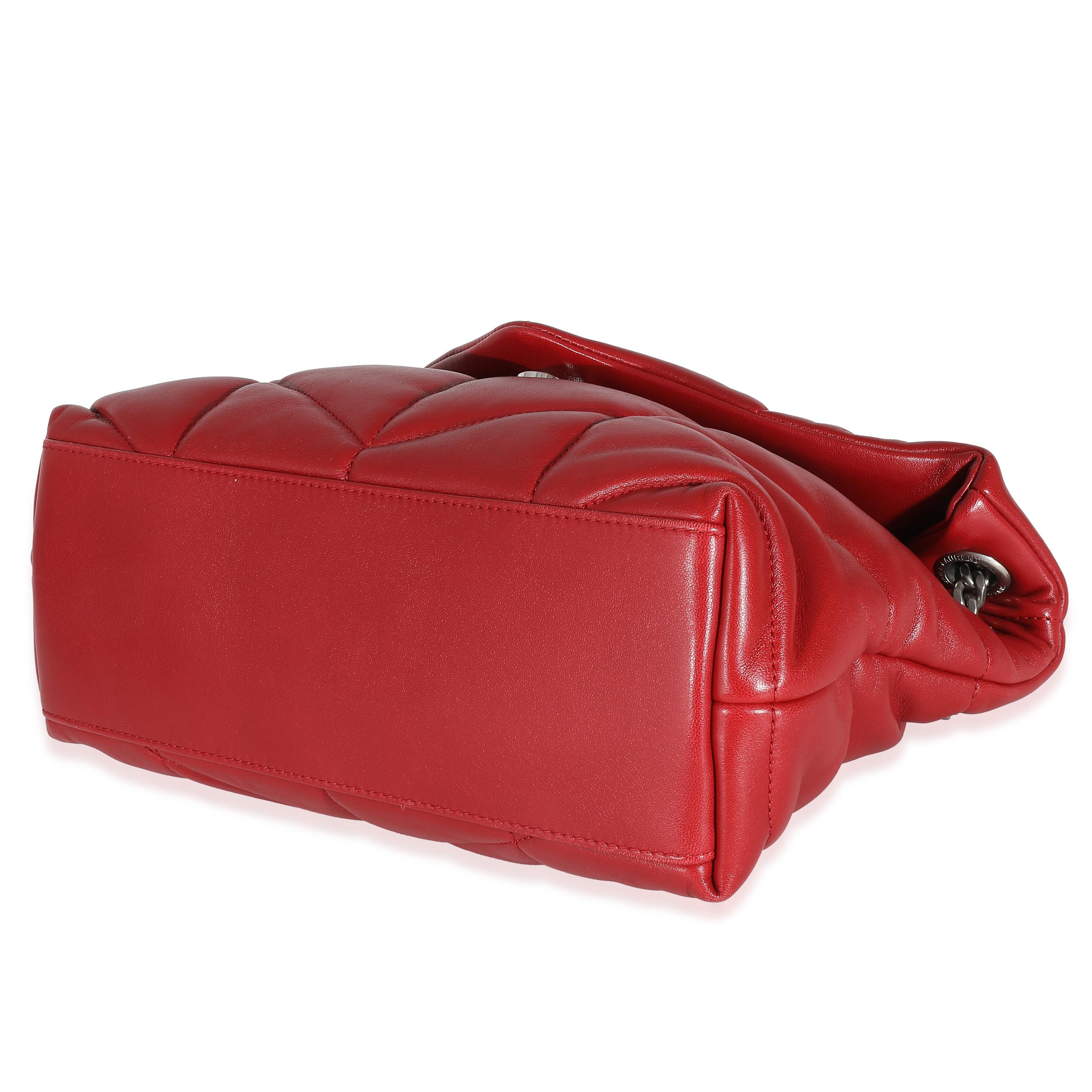 Saint Laurent Red Quilted Lambskin Small Loulou Puffer 3
