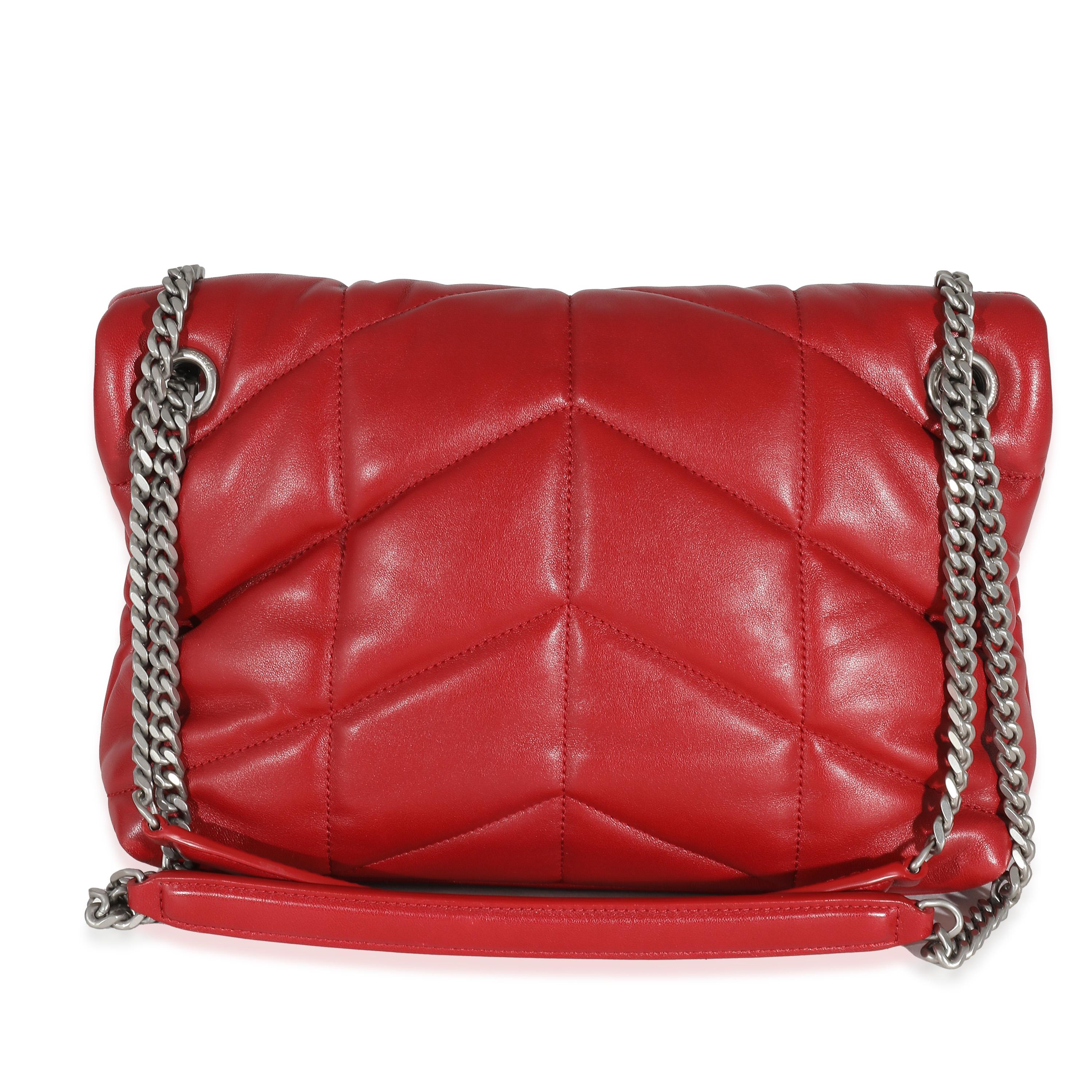 Saint Laurent Red Quilted Lambskin Small Loulou Puffer 4
