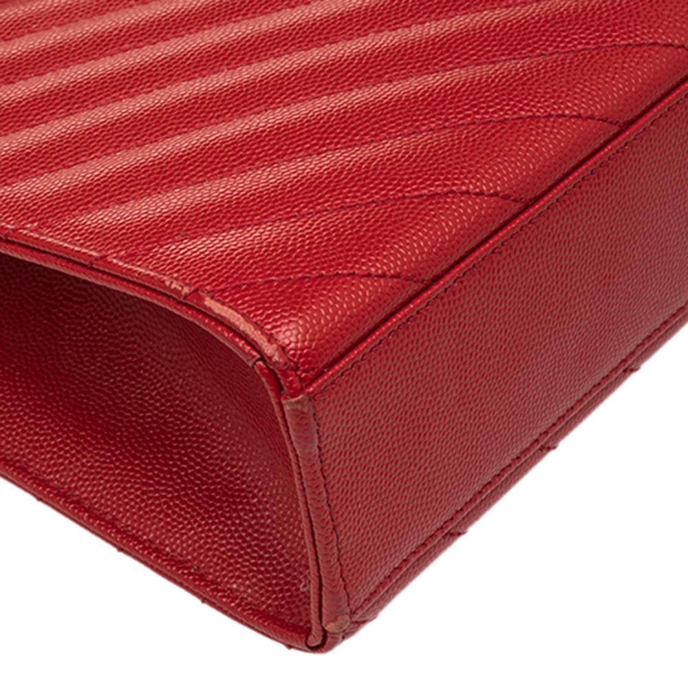Saint Laurent Red Quilted Leather Envelope Shoulder Bag 5