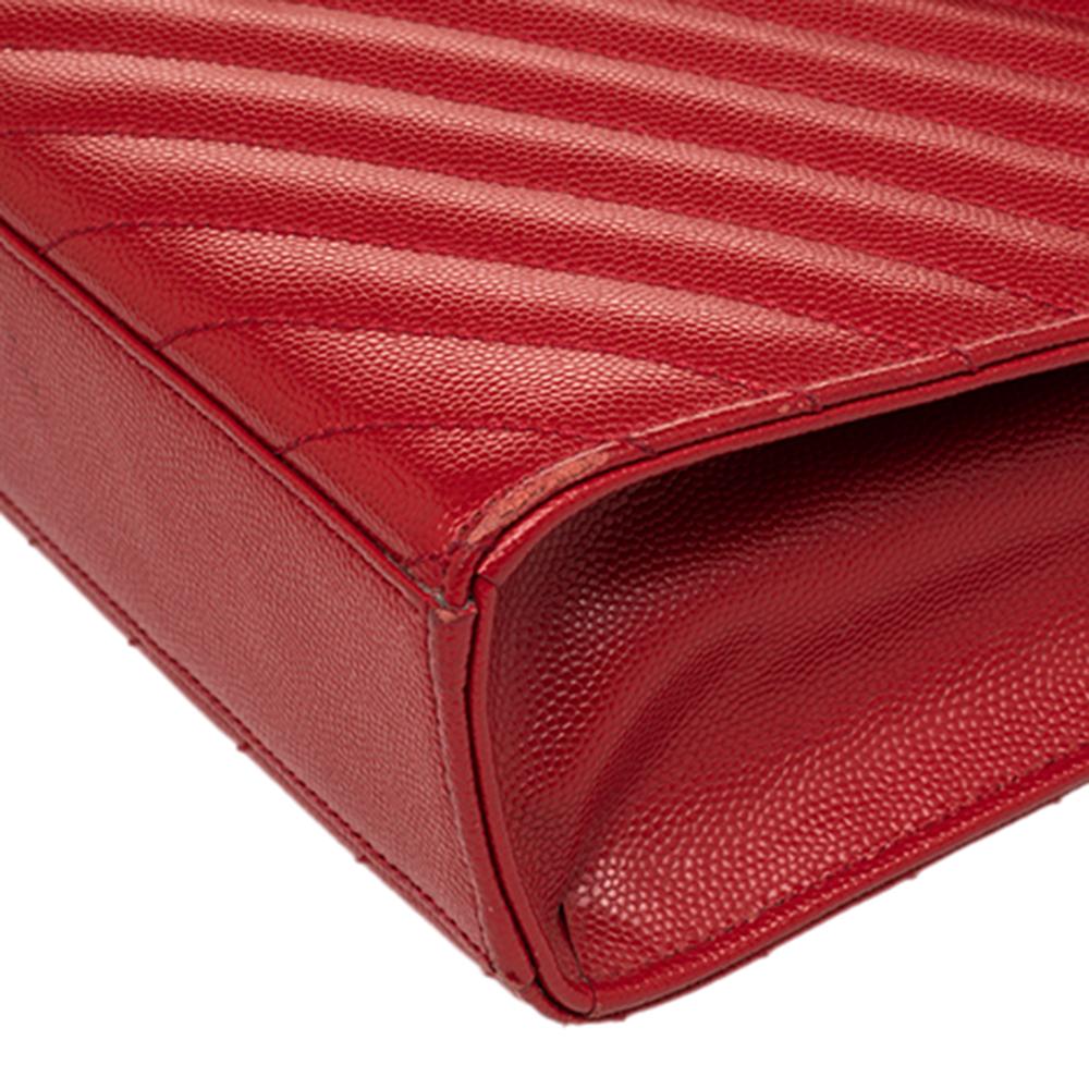 Saint Laurent Red Quilted Leather Envelope Shoulder Bag 6