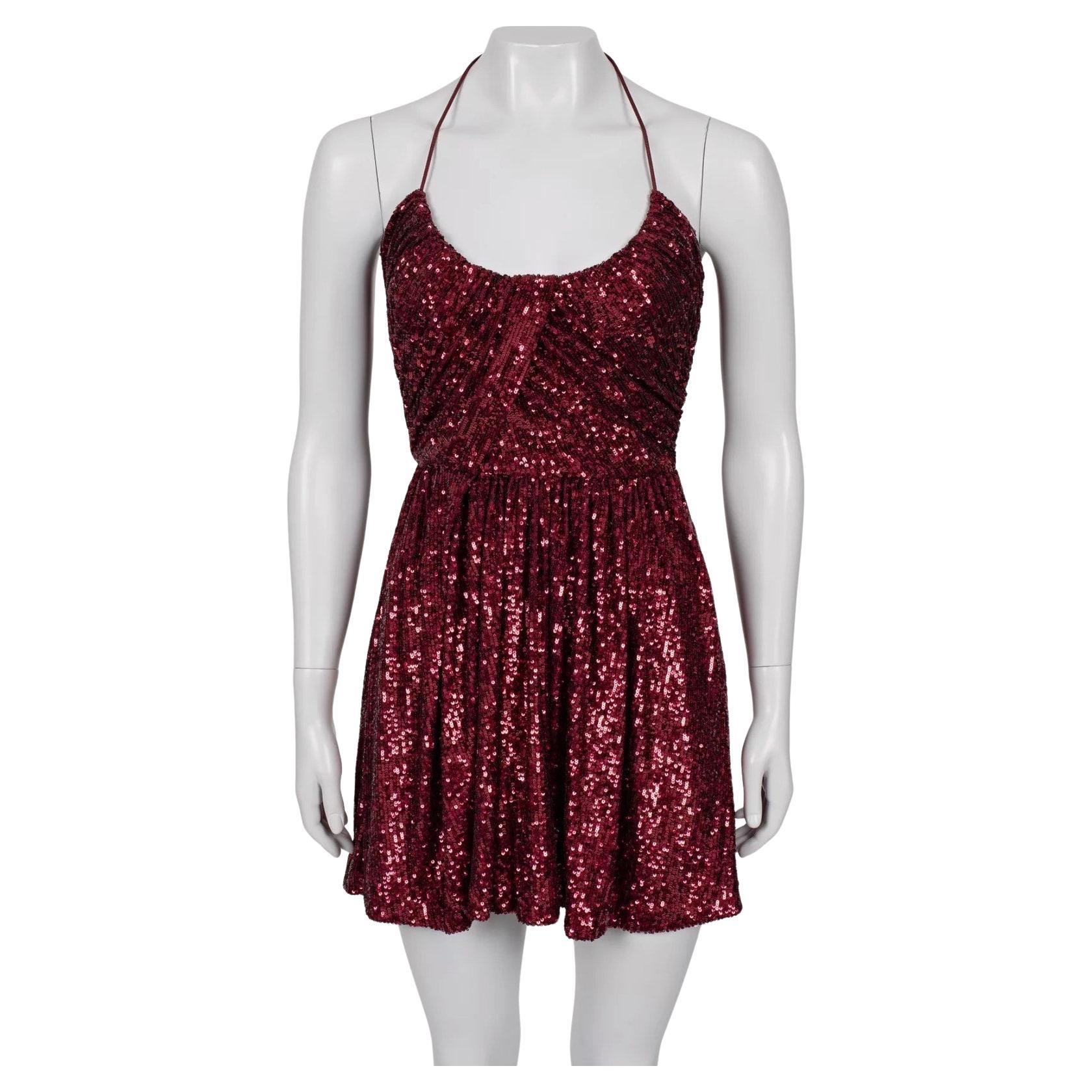 Saint Laurent - Mini robe à paillettes rouge - Taille S