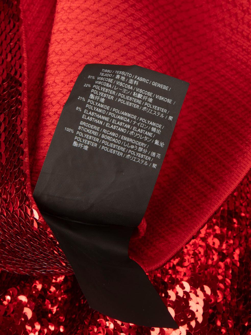Women's Saint Laurent Red Sequin One Shoulder Mini Dress Size L