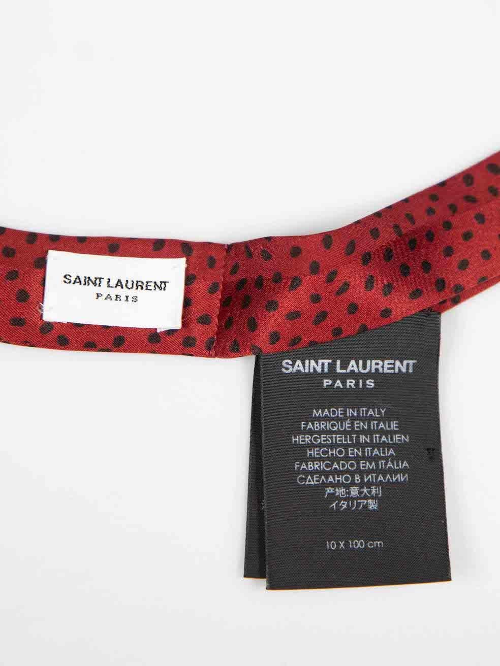 Saint Laurent Red Silk Dot Pattern Neck Scarf For Sale 1