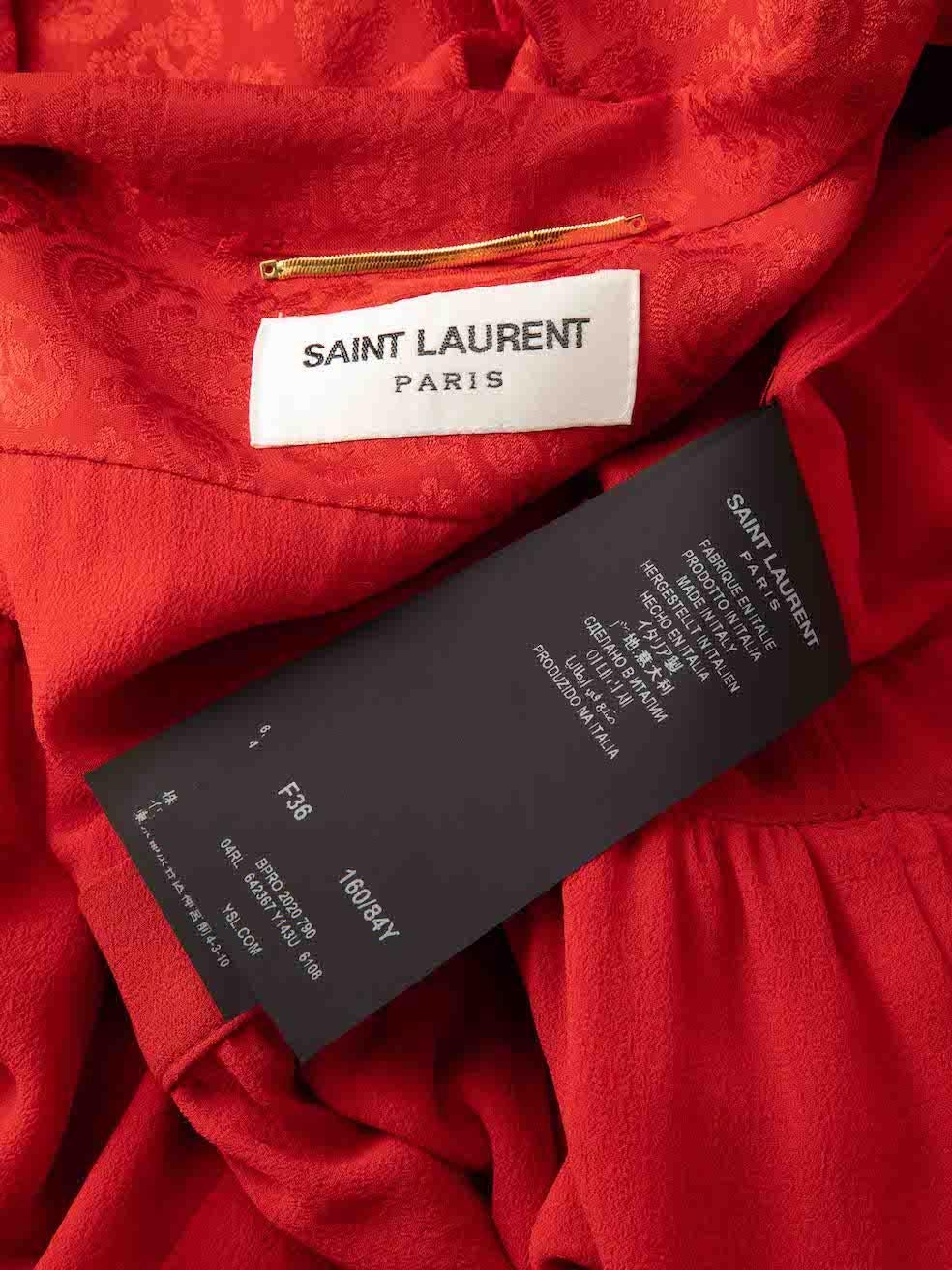 Women's Saint Laurent Red Silk Paisley Jacquard Mini Dress Size S For Sale