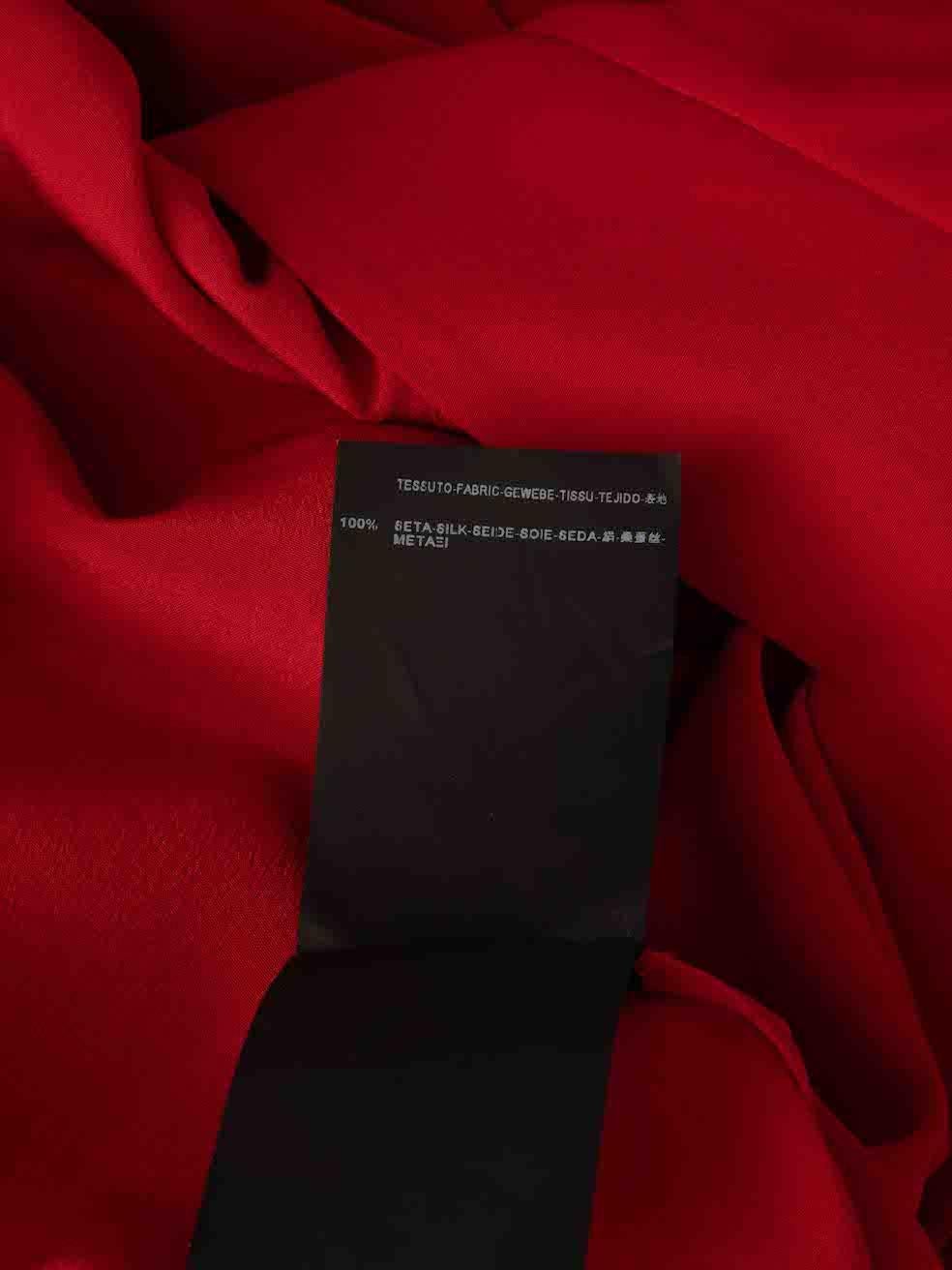 Saint Laurent Red Silk Square Neck Blouse Size XS For Sale 3