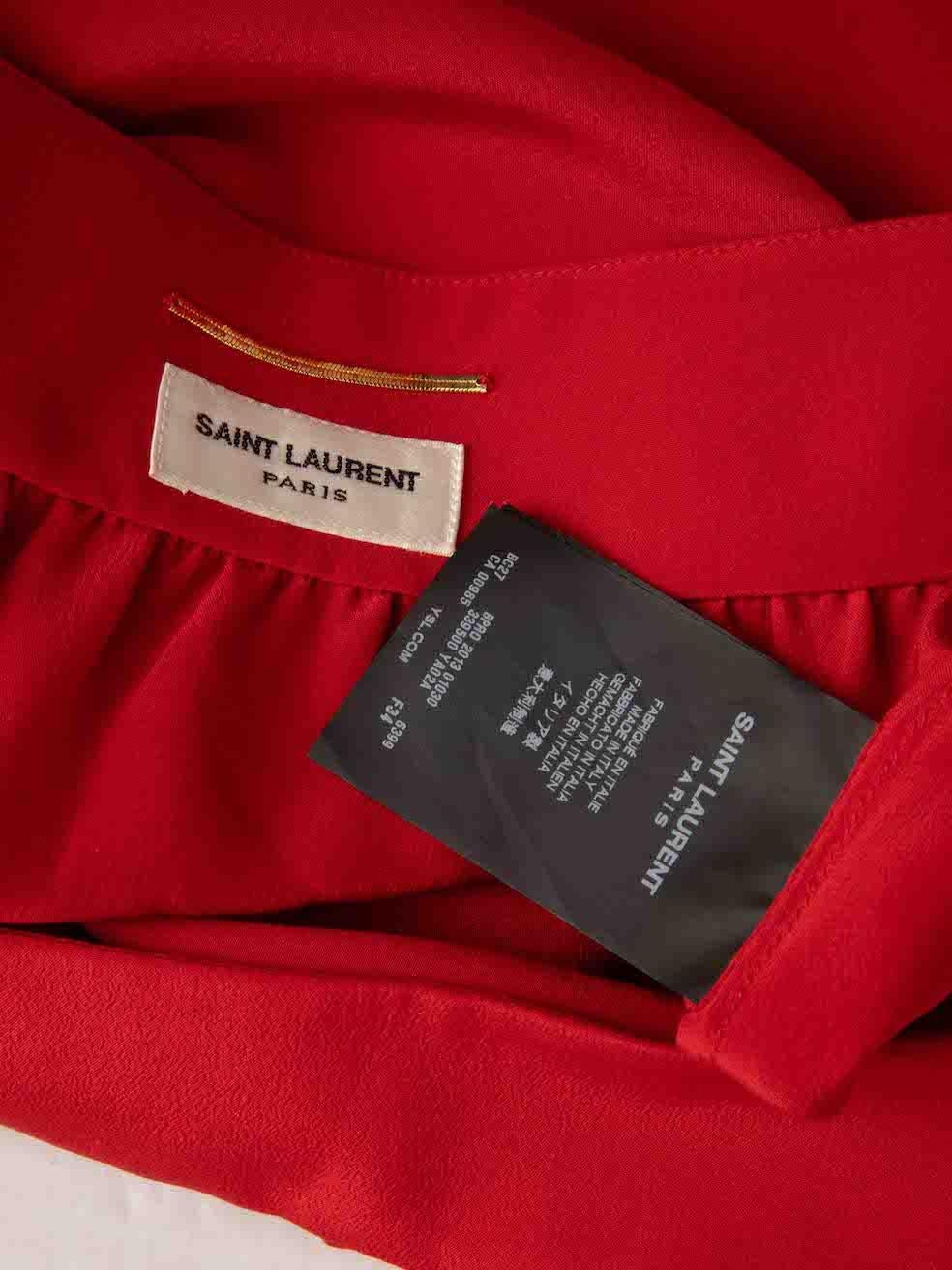 Saint Laurent Red Silk Square Neck Blouse Size XS For Sale 4