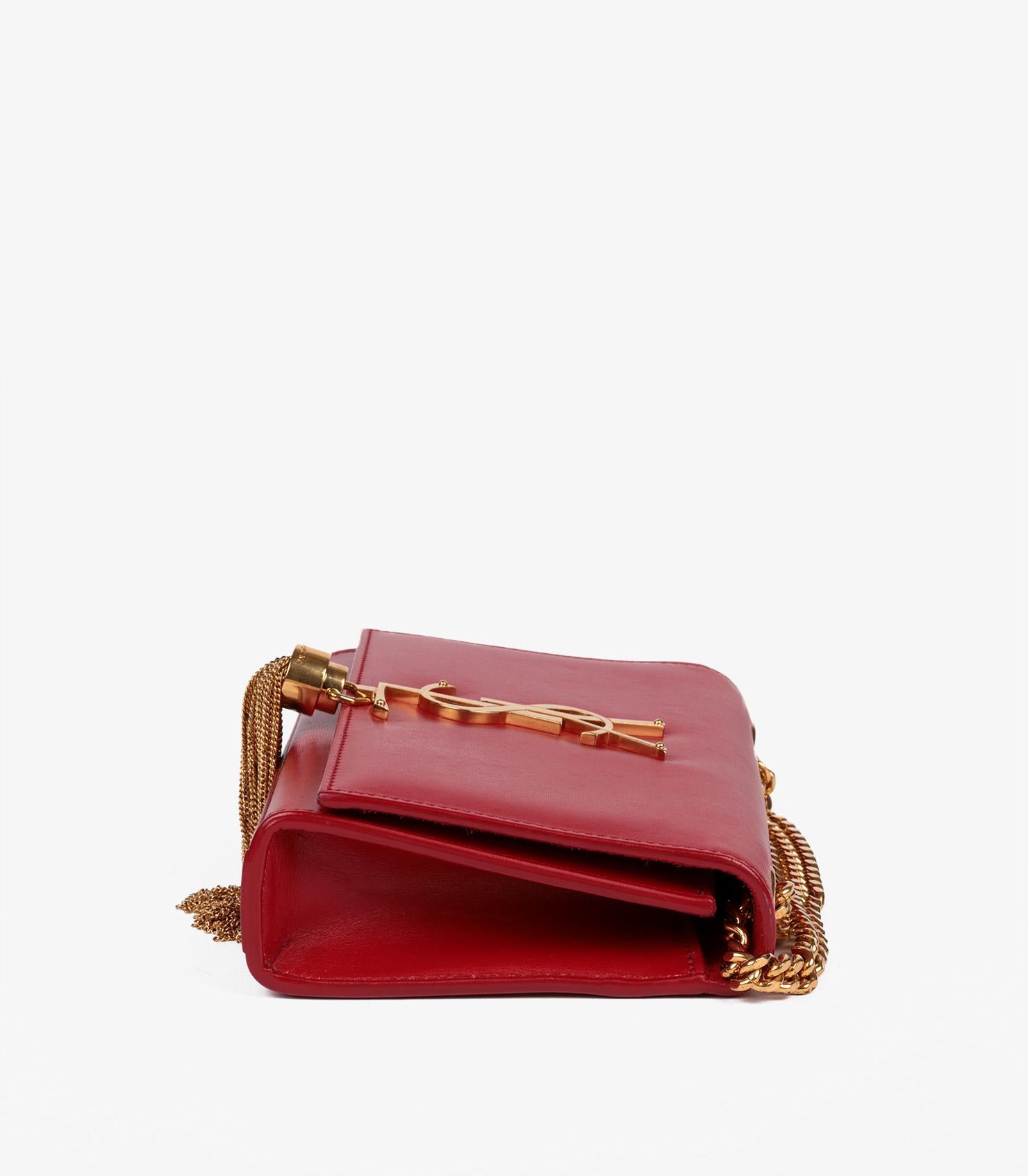 Women's Saint Laurent Red Smooth Calfskin Leather Mini Kate Tassel For Sale