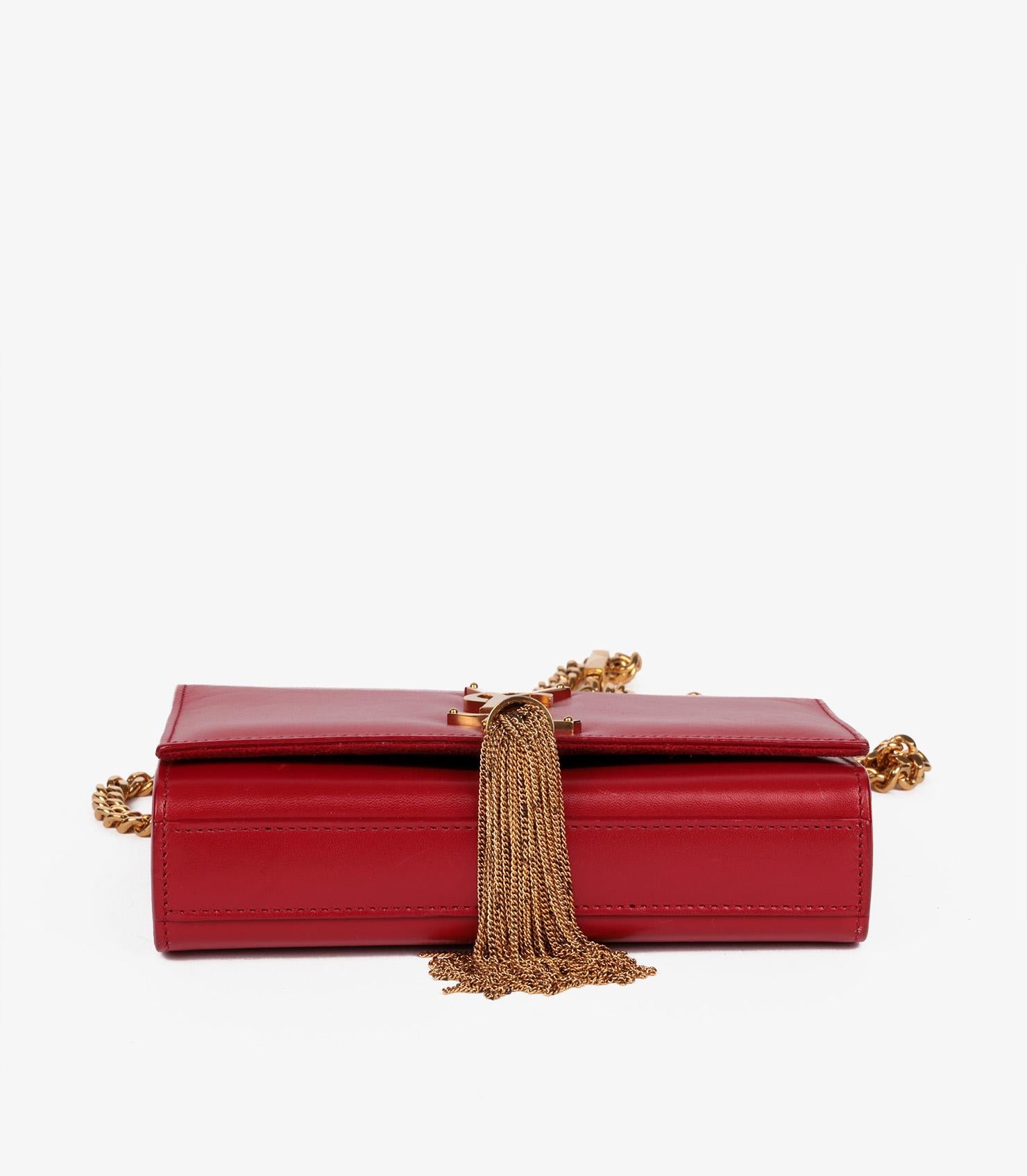Saint Laurent Red Smooth Calfskin Leather Mini Kate Tassel For Sale 2