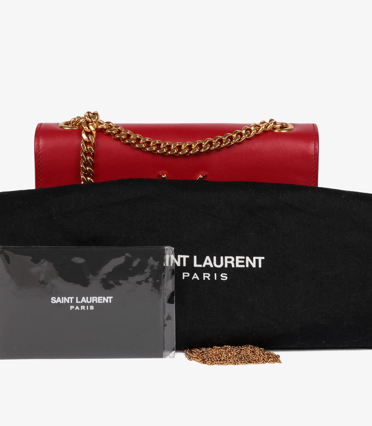 Saint Laurent Red Smooth Calfskin Leather Mini Kate Tassel For Sale 5