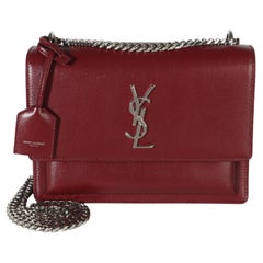 Saint Laurent Red Smooth Calfskin Medium Sunset Chain Bag