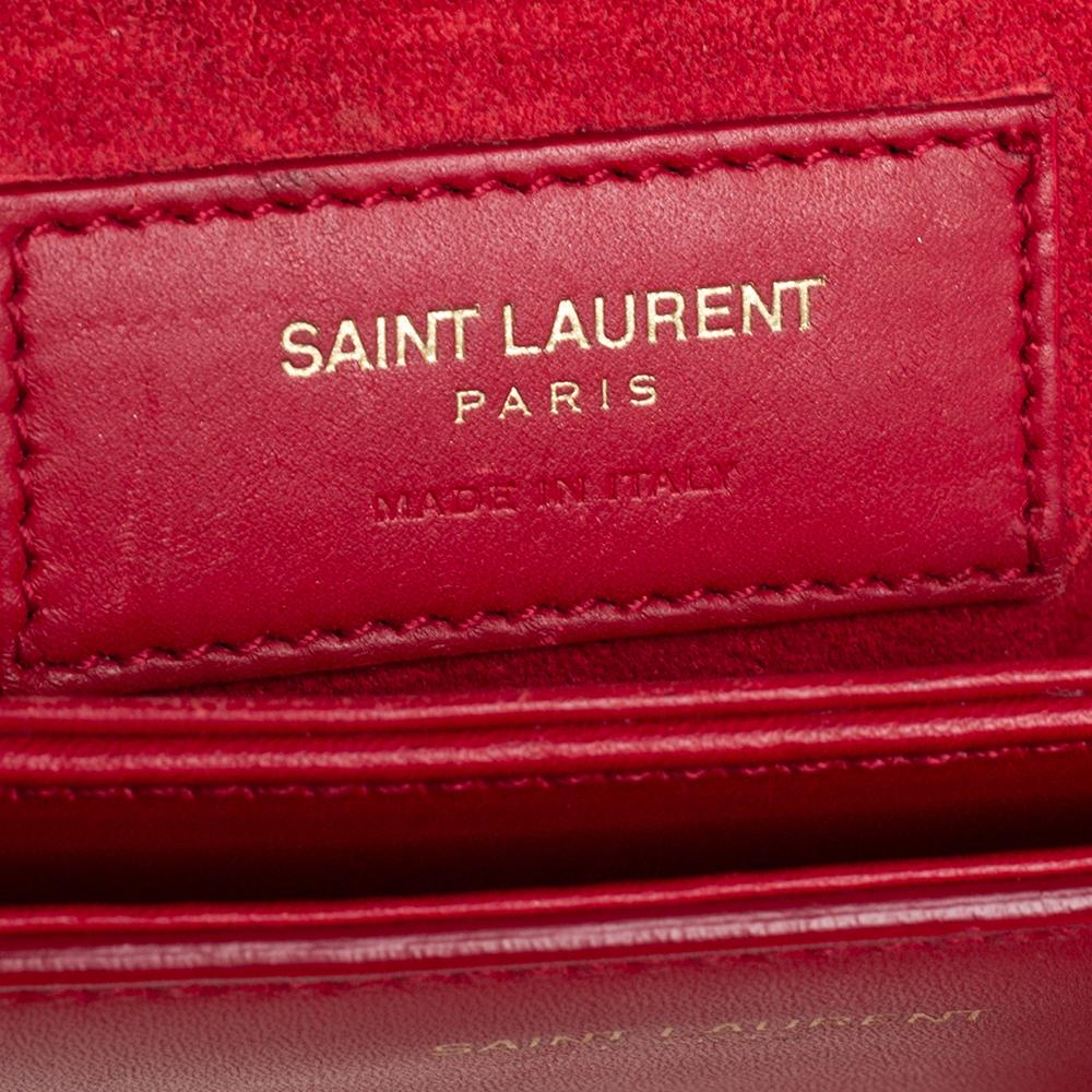 Women's Saint Laurent Red Smooth Leather Medium Monogram Universite Shoulder Bag