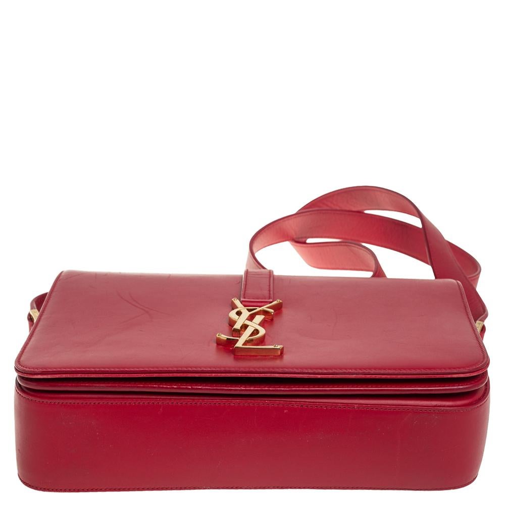 Saint Laurent Red Smooth Leather Medium Monogram Universite Shoulder Bag 2