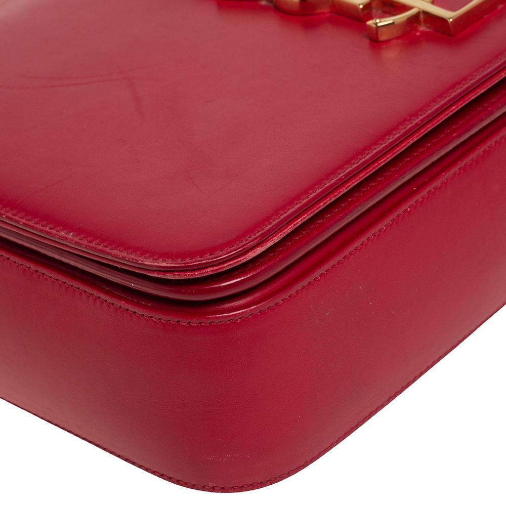 Saint Laurent Red Smooth Leather Medium Monogram Universite Shoulder Bag 3