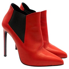 Saint Laurent red stiletto Chelsea boots 39
