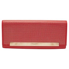 Saint Laurent Red Studded Leather Lutetia Clutch
