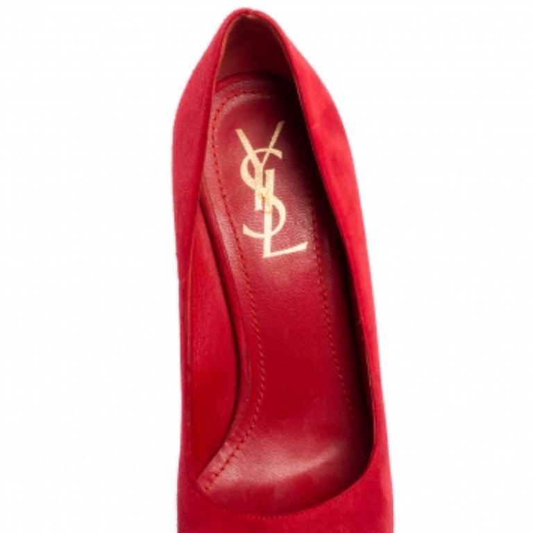 Rouge Saint Laurent Tribtoo escarpins à plateforme en daim rouge taille 37,5 en vente