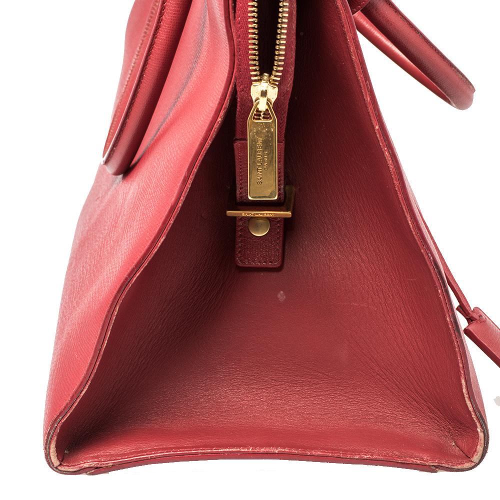 Saint Laurent Red Textured Leather Large Y Cabas Chyc Tote 5