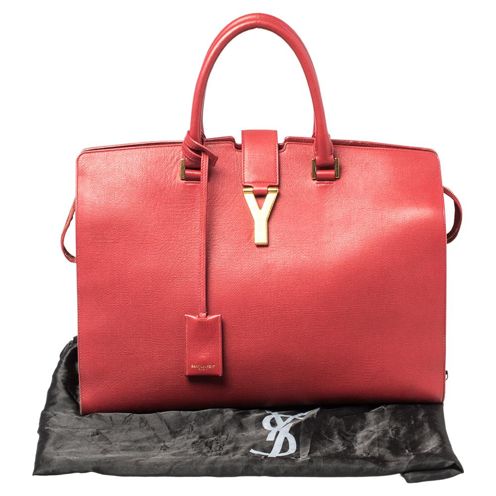 Saint Laurent Red Textured Leather Large Y Cabas Chyc Tote 7
