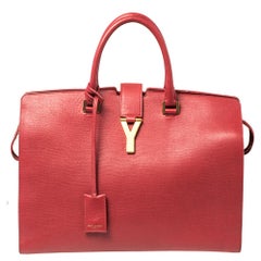 Saint Laurent grand sac cabas Chyc en cuir texturé rouge « Y Cabas »